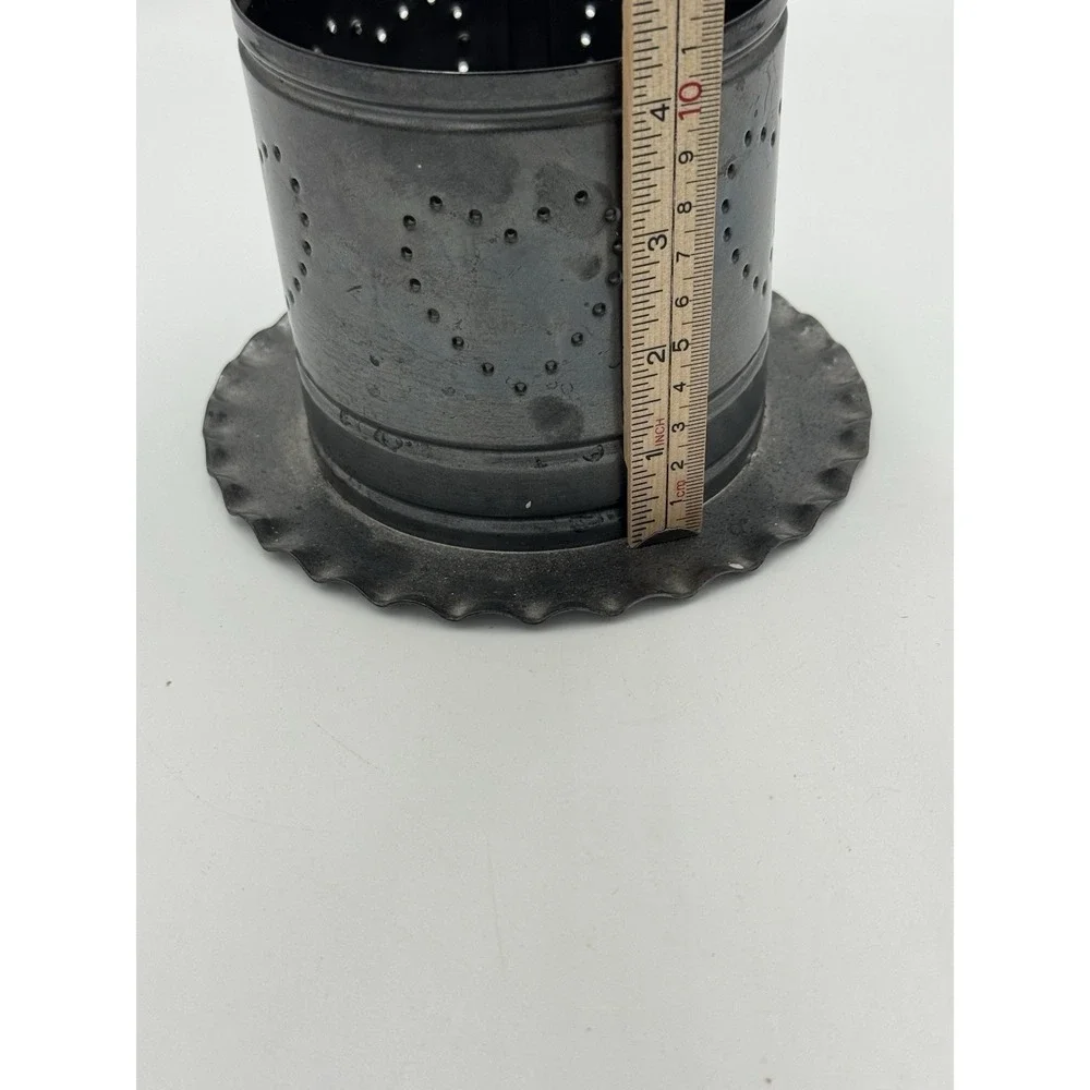 Punched Pierced Tin Candle Holder Primitive Folk Country Heart 4